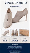 1 46 Vince Camuto Stiletto Heel Suede Shootie Size 6.5 M