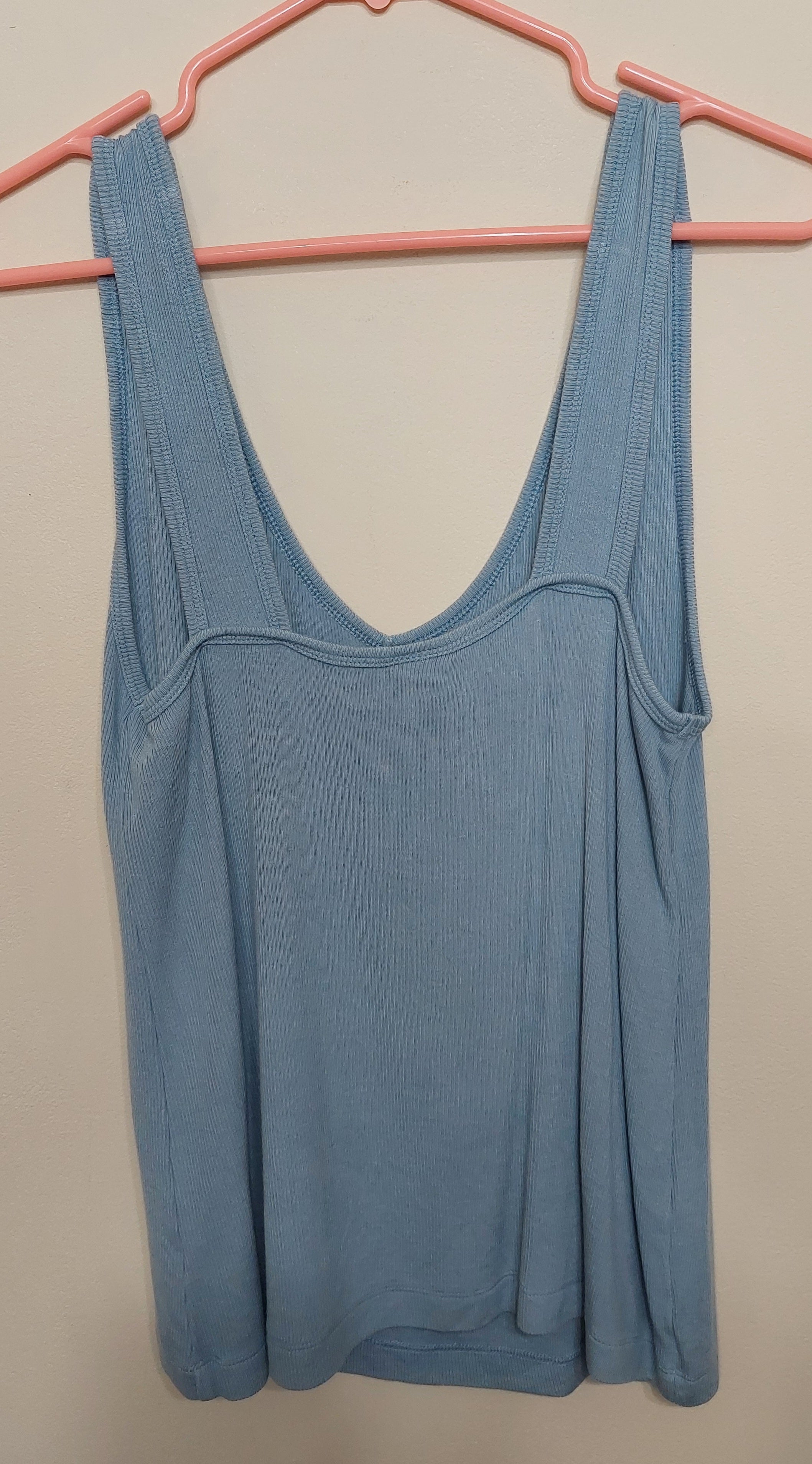 7 40 Cabi Small Blue Ribbed V Neck Tank Top