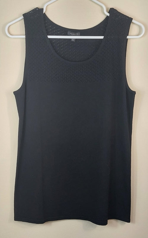 2 09 Talbots Sleeveless top Black see through design Size Medium
