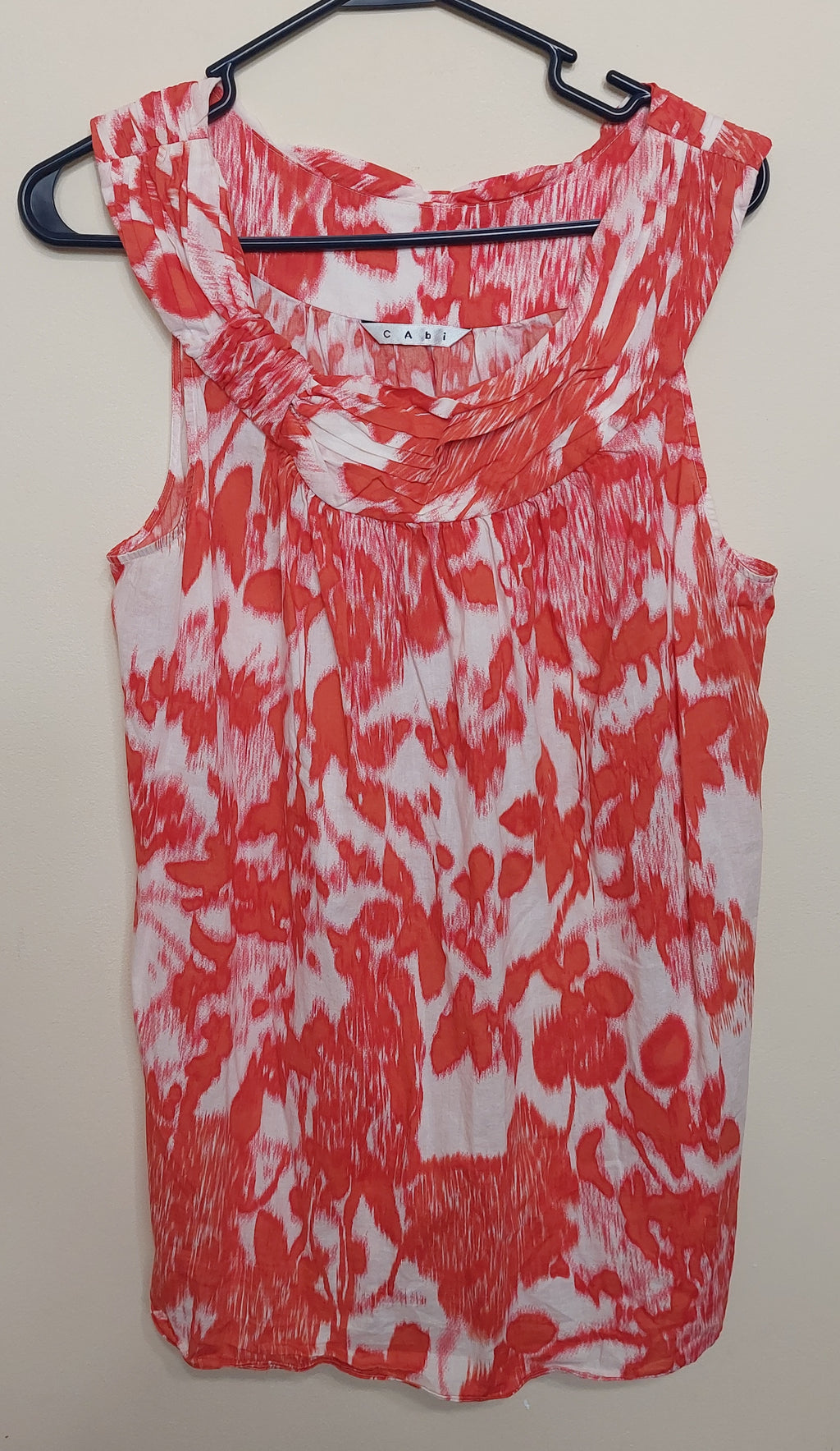 5 41 cabi Coral White Abstract Print Sleeveless Top L Est