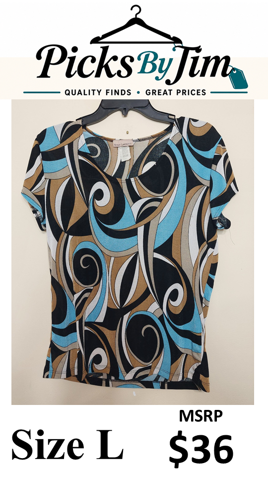 7 41 Susan Lawrence Large Retro Swirl Print Top