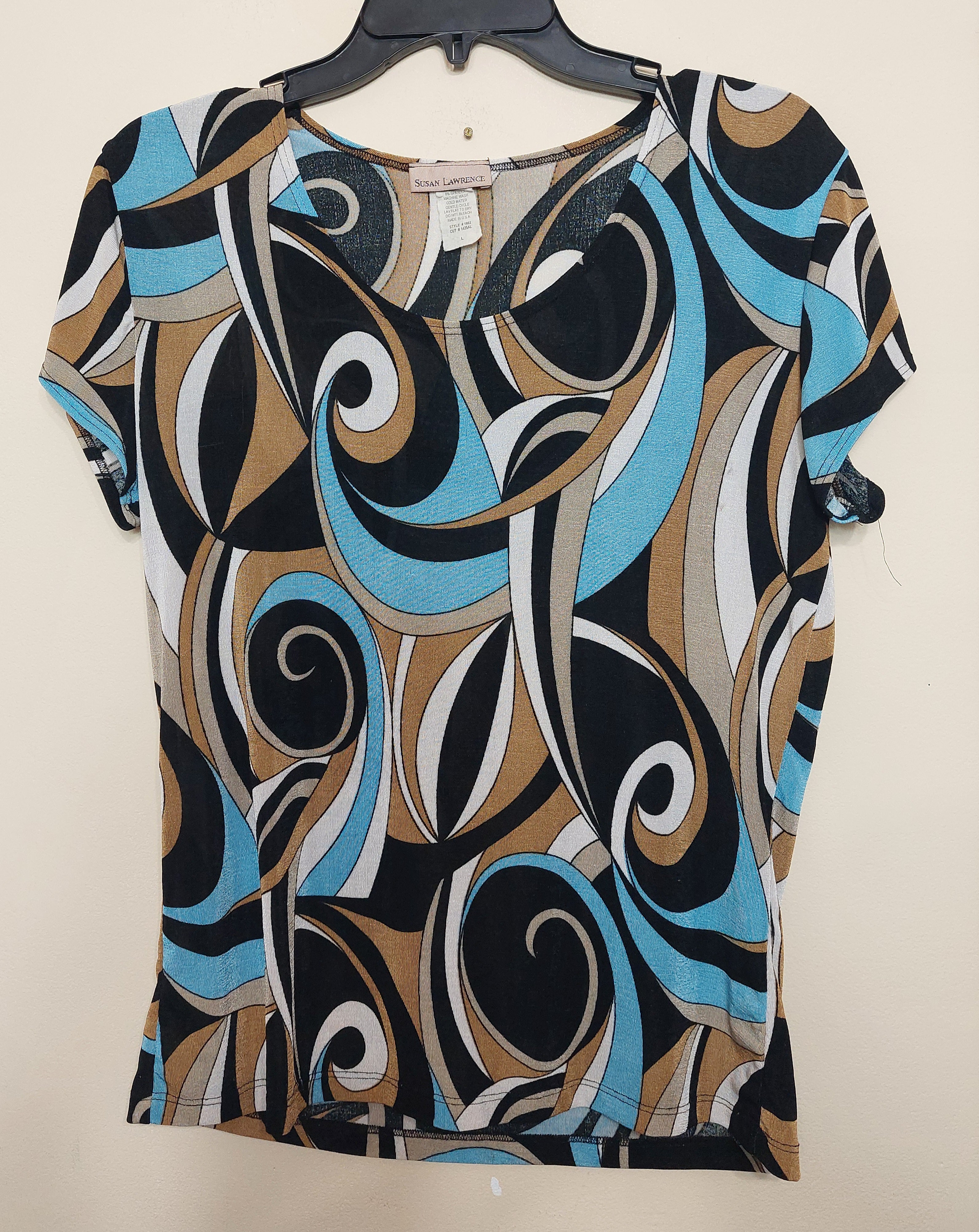 7 41 Susan Lawrence Large Retro Swirl Print Top