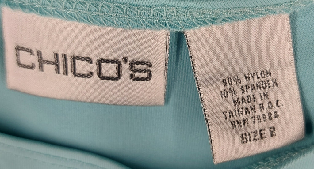 9-41 Chico's Small Turquoise Blue Sleeveless Scoop Neck Stretch Tank Top