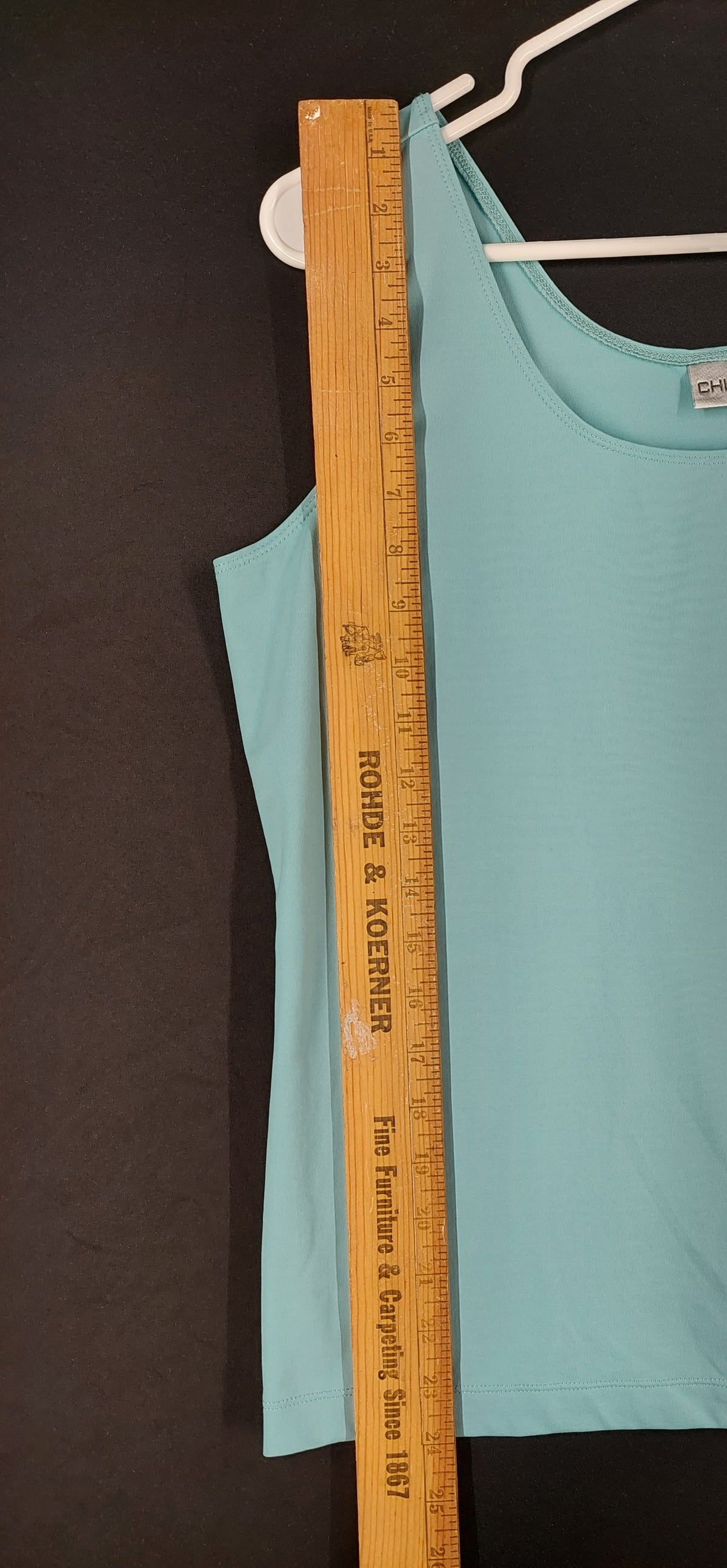 9-41 Chico's Small Turquoise Blue Sleeveless Scoop Neck Stretch Tank Top