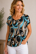 7 41 Susan Lawrence Large Retro Swirl Print Top