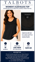 2 09 Talbots Sleeveless top Black see through design Size Medium