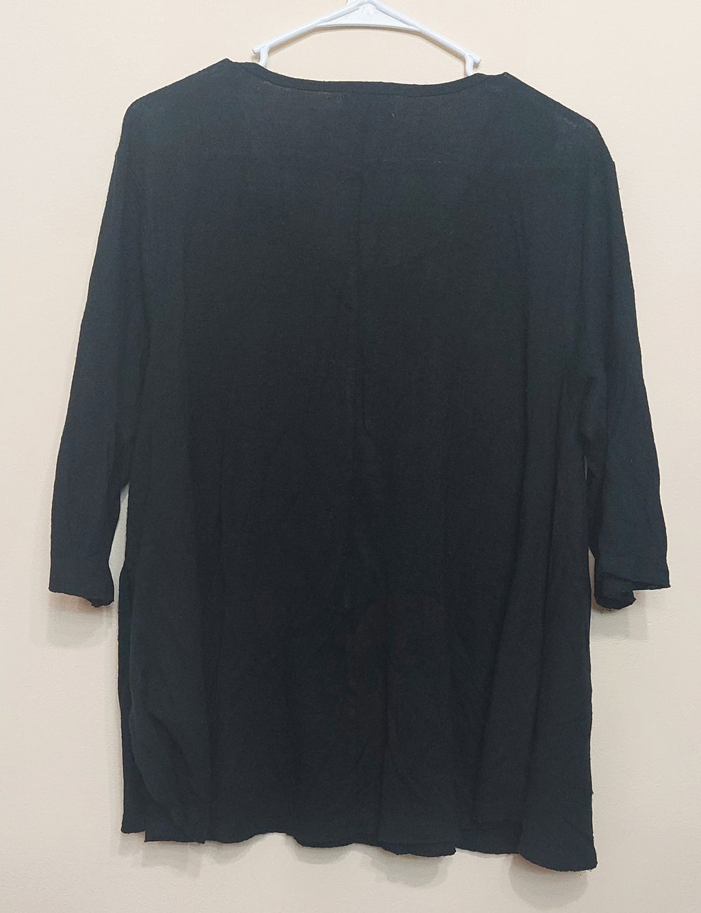 4 02 Umgee Black Scoop Neck Swing Top Three Quarter Sleeve Large