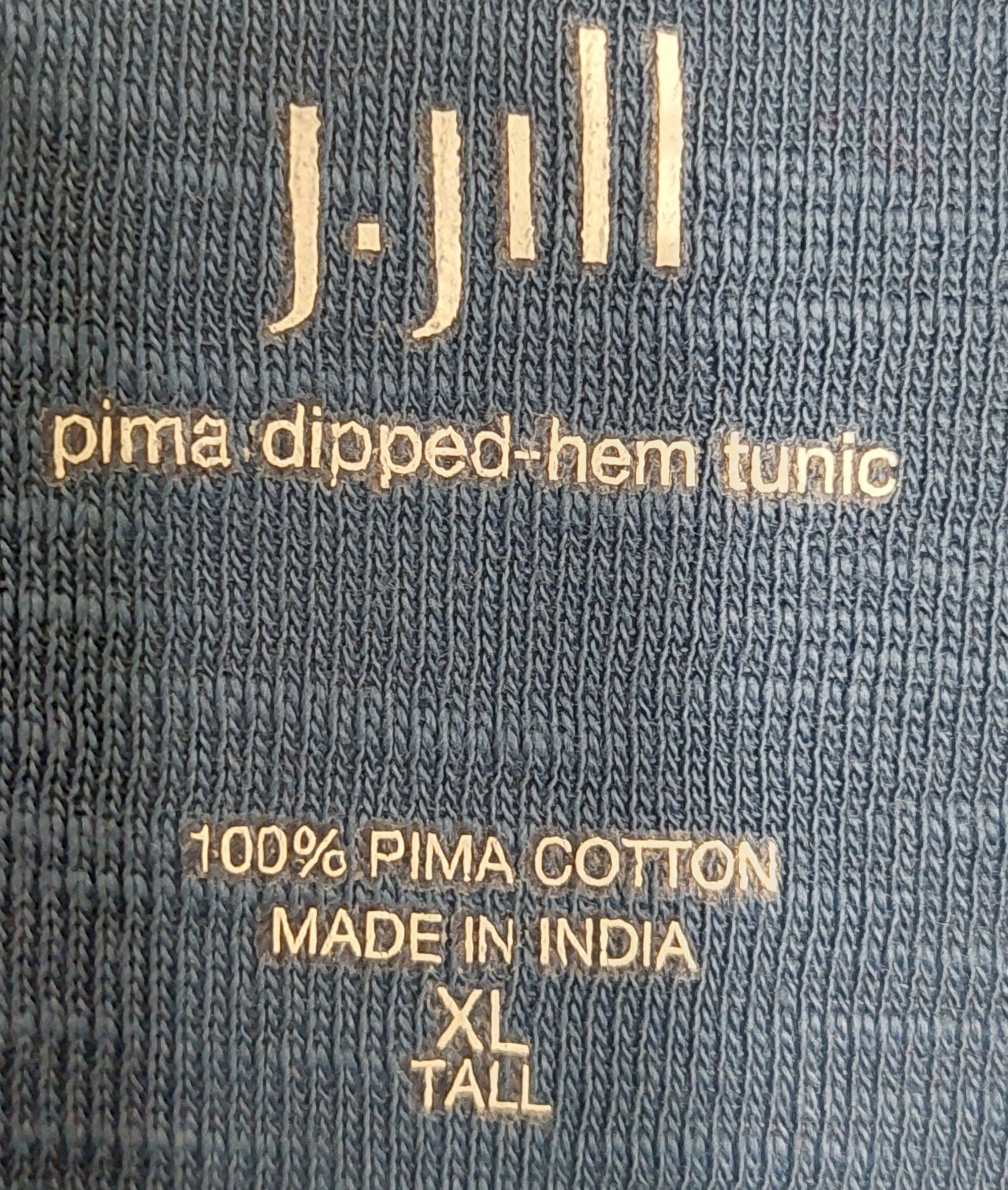 6 42 J Jill Pima Cotton Tunic Top XL Tall Blue 3 4 Sleeve Side Slits