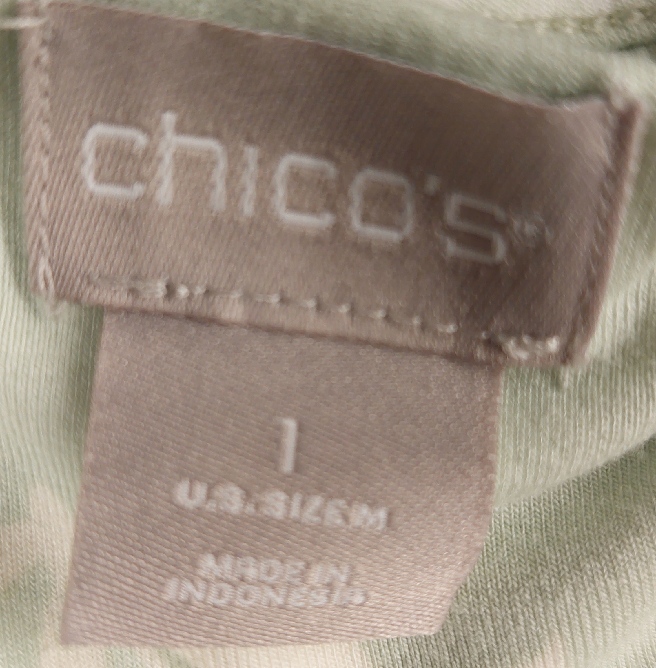 9-42 Chico’s Medium Green Floral Tank Top Rayon Stretch Sleeveless Scoop Neck