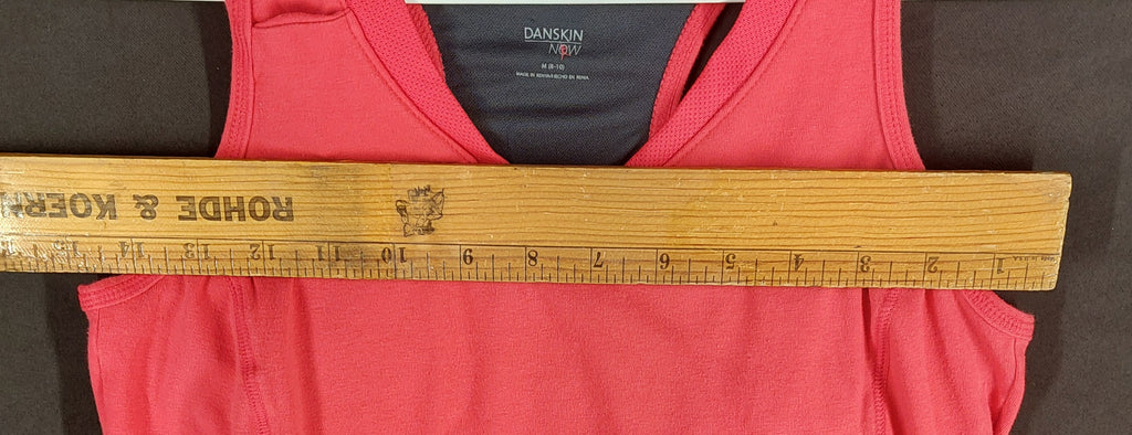 8-42 Danskin Now Size M Coral Racerback Athletic Tank Built In Bra Mesh Back