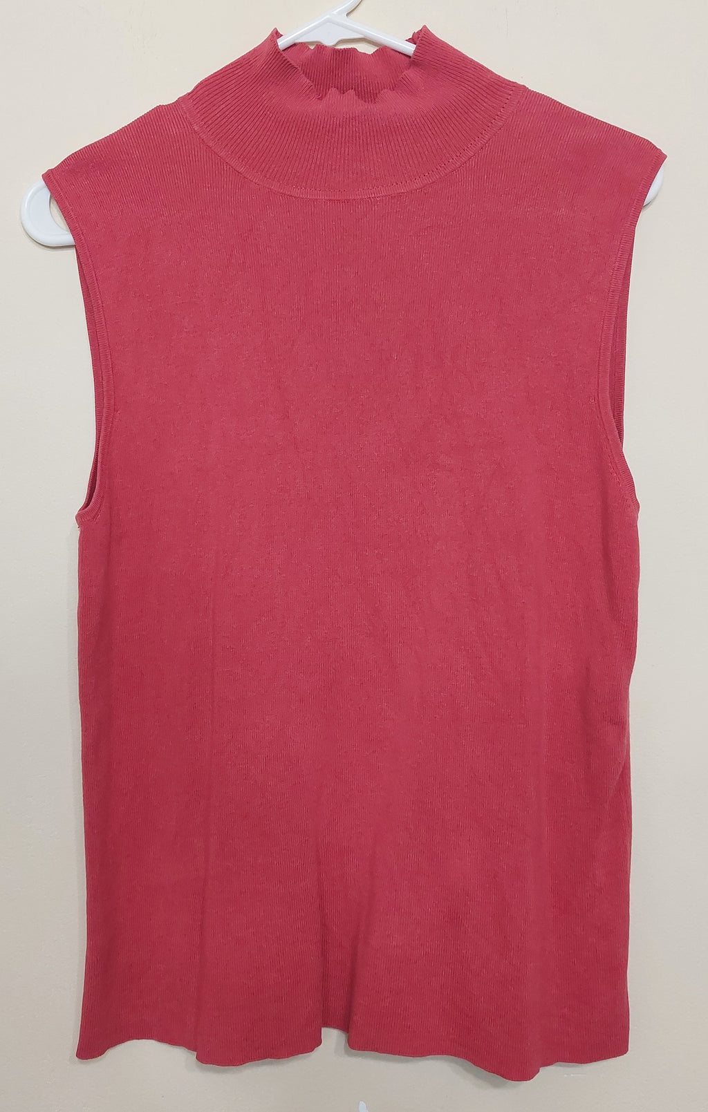 6 43 Chicos Sleeveless Mock Neck Silk Blend Sweater Size 2 Pink Coral