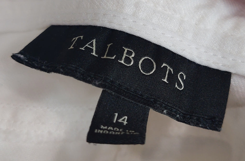3 14 Talbots 14 Crop Pants White Pull-On Crop Pants Drawstring Waist Patch Pockets Easy summer essential with classic Talbots comfort