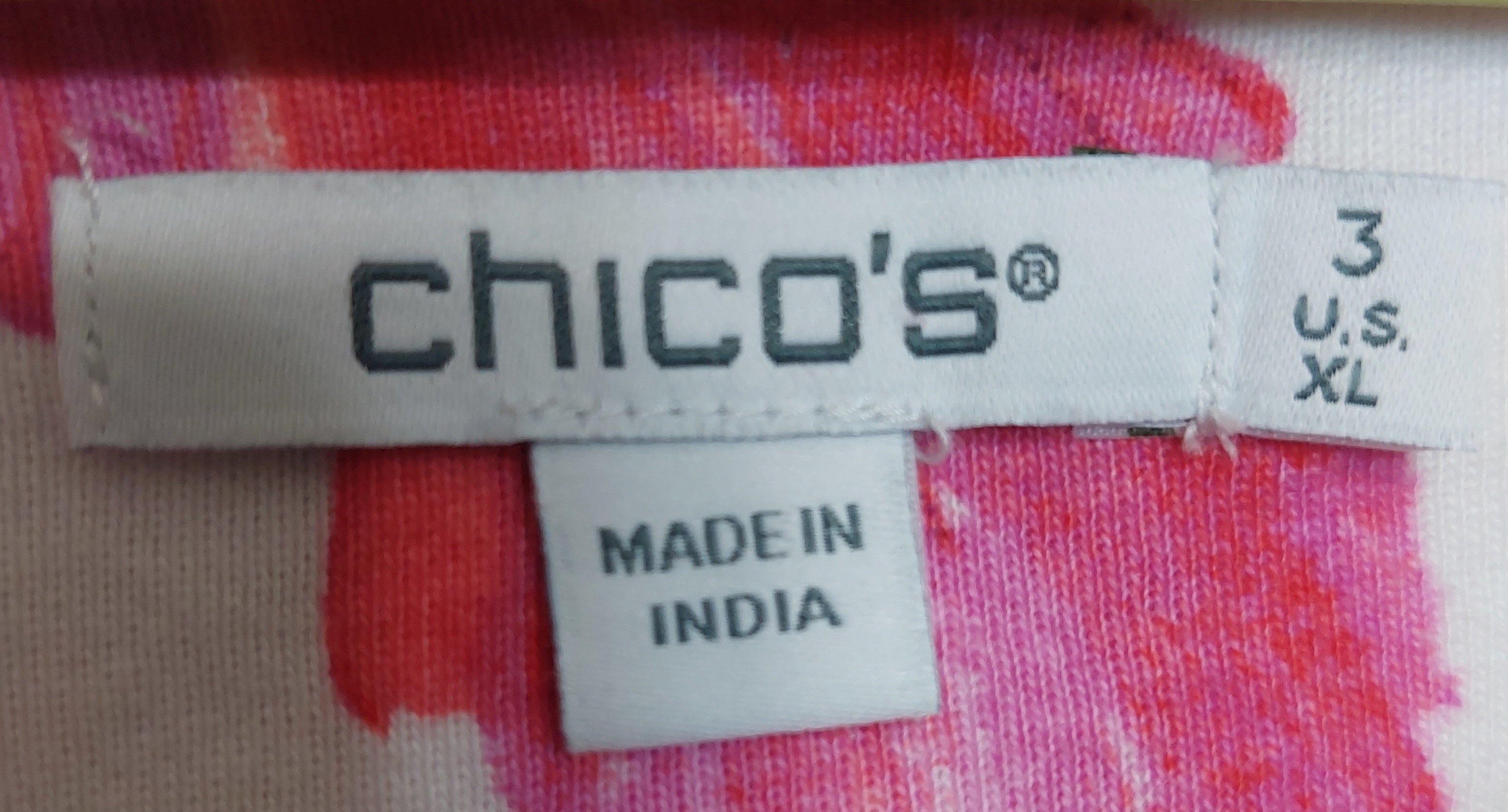 5 43 Chicos Pink Red Tropical Leaf Print Sleeveless Top XL