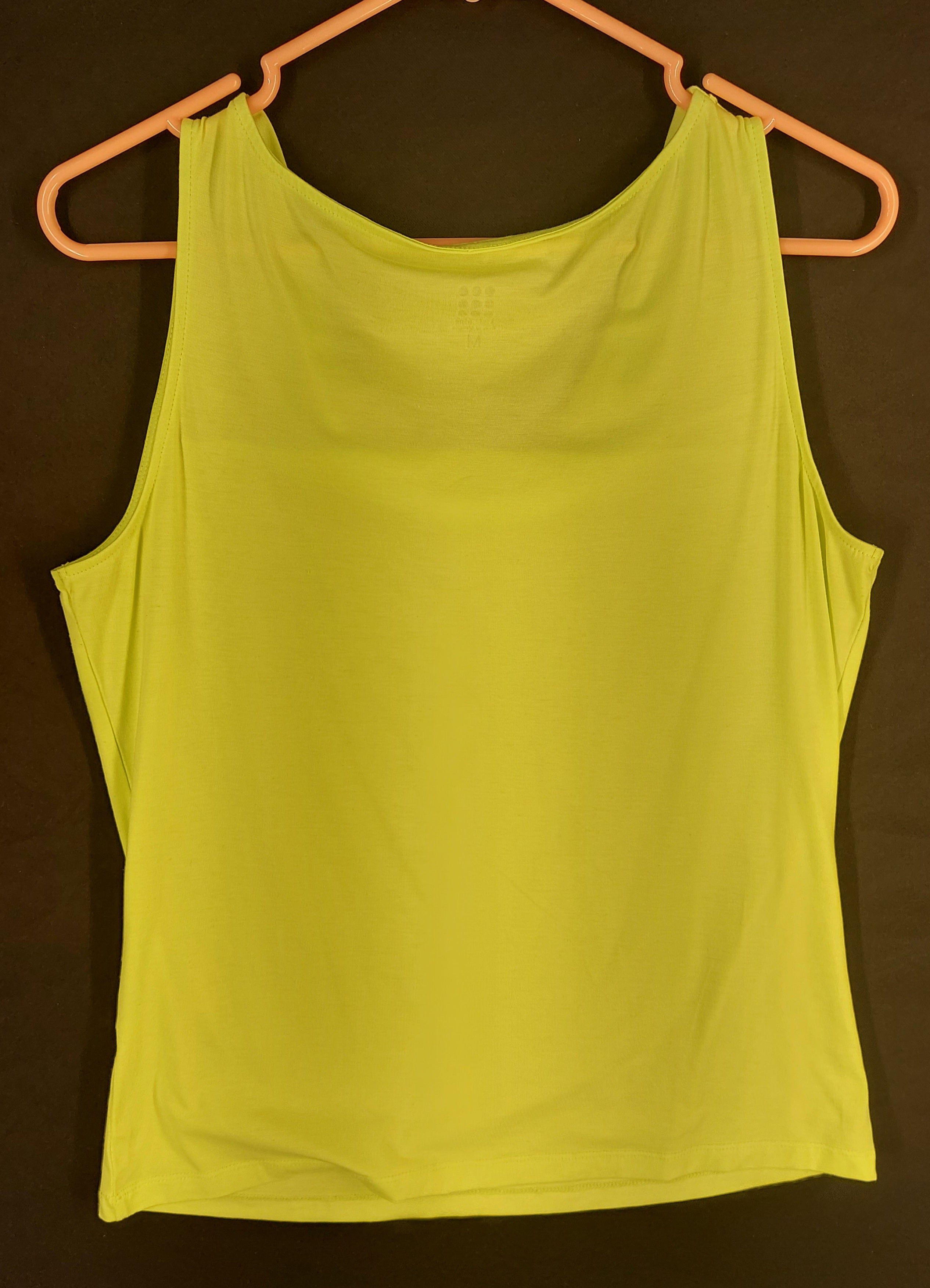 8-43 Title Nine Size M Lime Green Cowl Neck Sleeveless Tank Top Stretch