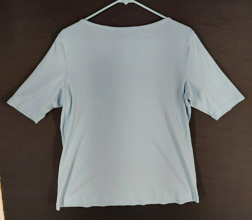 9-43 St. John’s Bay Size L Classic Boatneck Tee Light Blue 100% Cotton Top