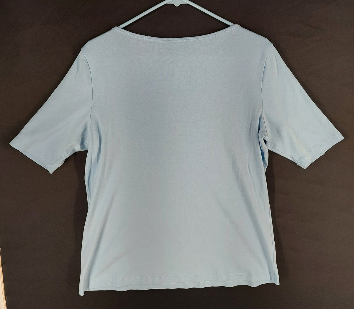 9-43 St. John’s Bay Size L Classic Boatneck Tee Light Blue 100% Cotton Top