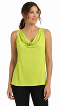 8-43 Title Nine Size M Lime Green Cowl Neck Sleeveless Tank Top Stretch