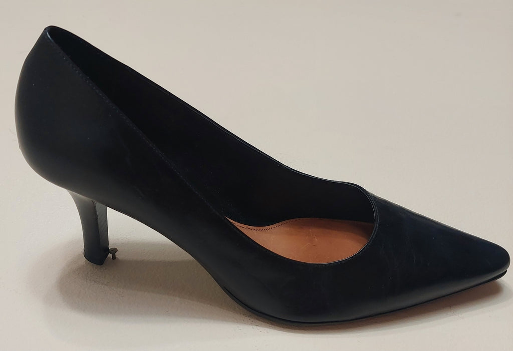 6 44 Antonio Melani Black Leather Pointed Toe Pumps Heels Size 8M
