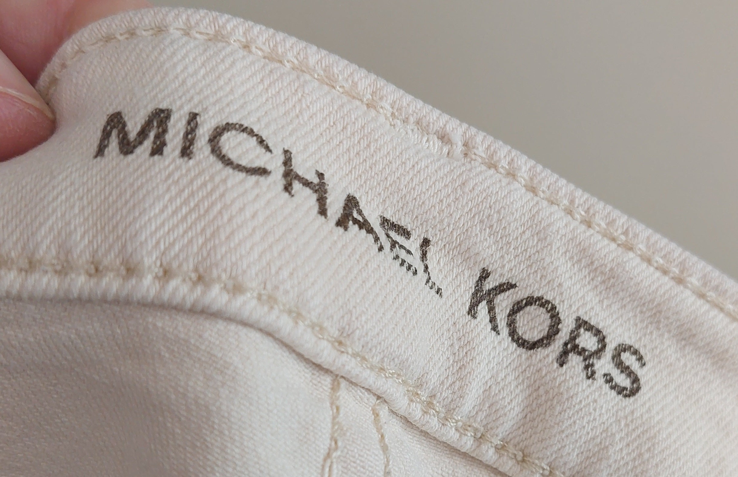 3 45 Michael Kors Size 12 Womens Jeans Cream Straight Leg Stretch Denim