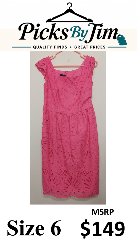 7 44 Talbots Size 6 Pink Eyelet Fit and Flare Dress