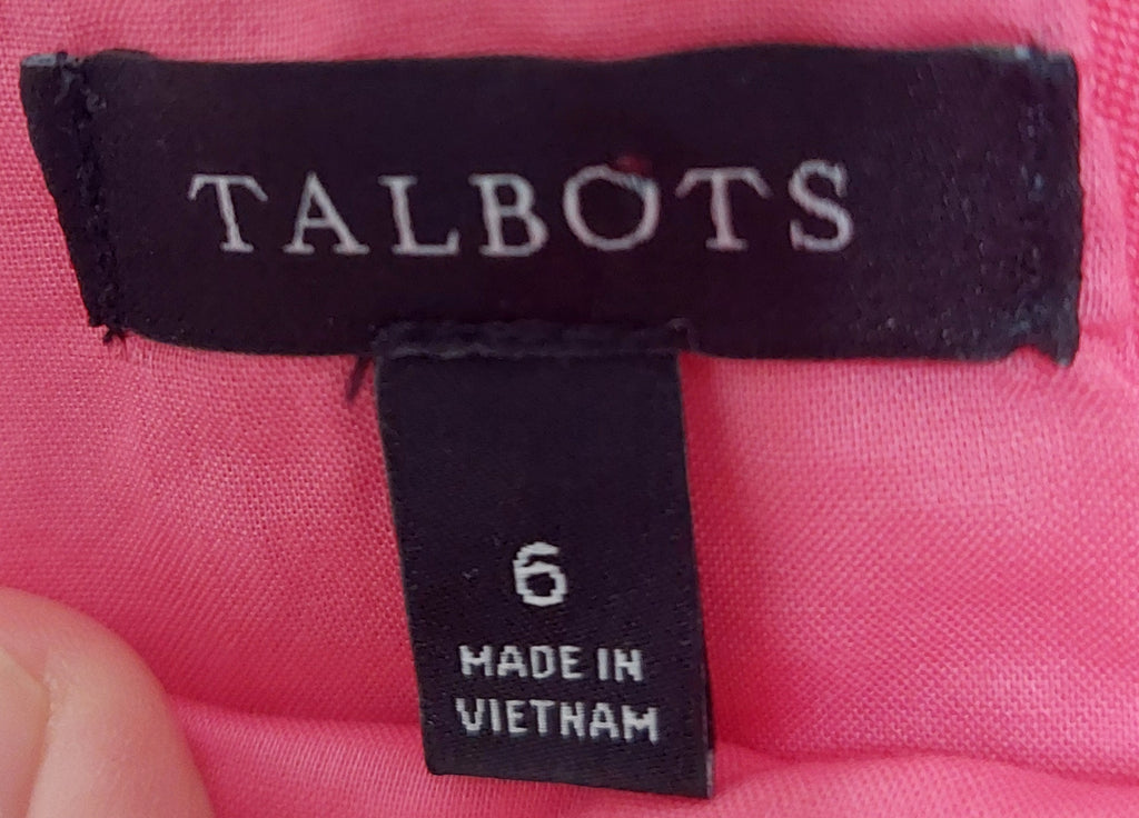7 44 Talbots Size 6 Pink Eyelet Fit and Flare Dress