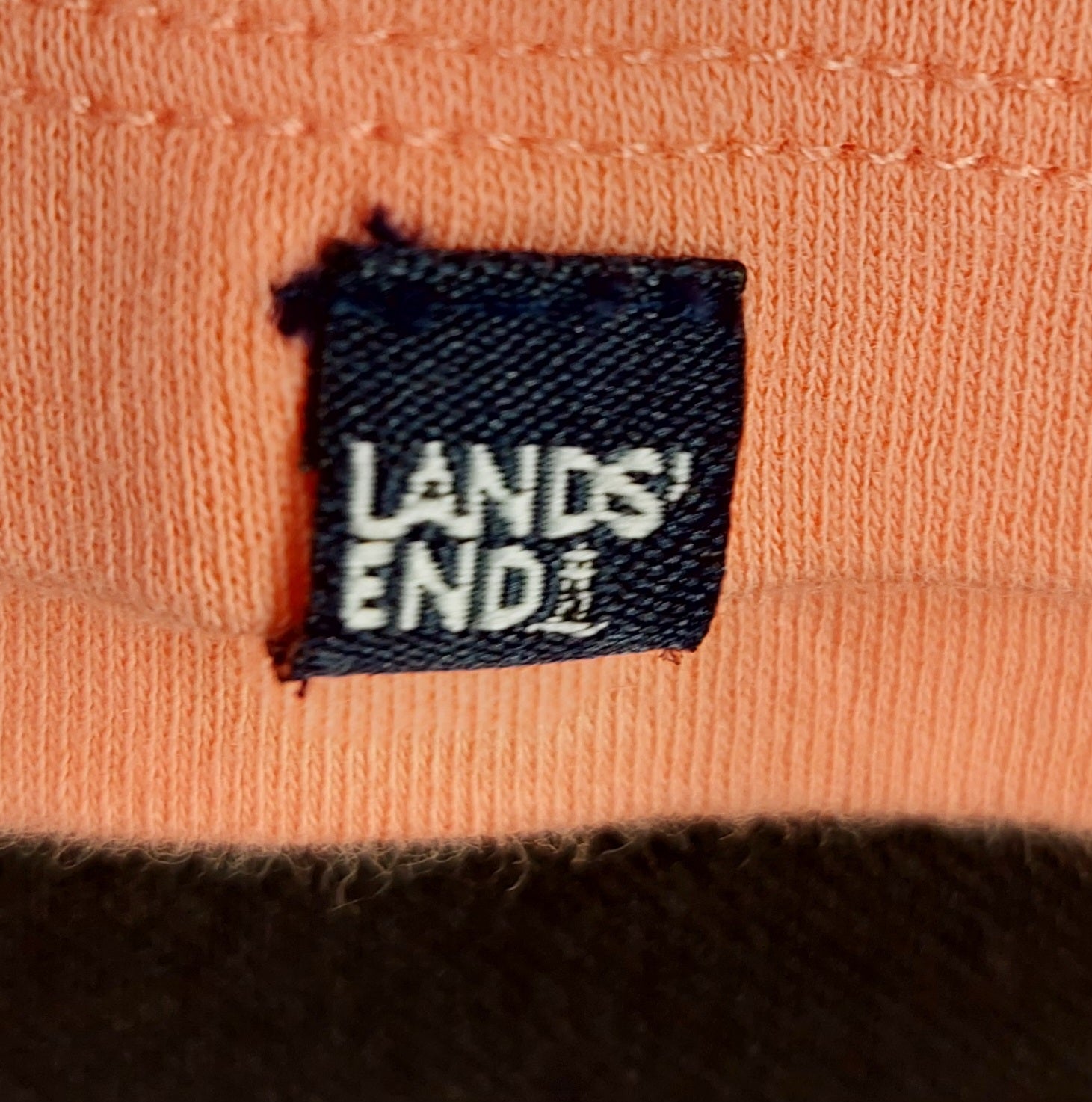 9-44 Lands' End Women's Medium Coral Pima Cotton 3/4 Sleeve Boat Neck Top
