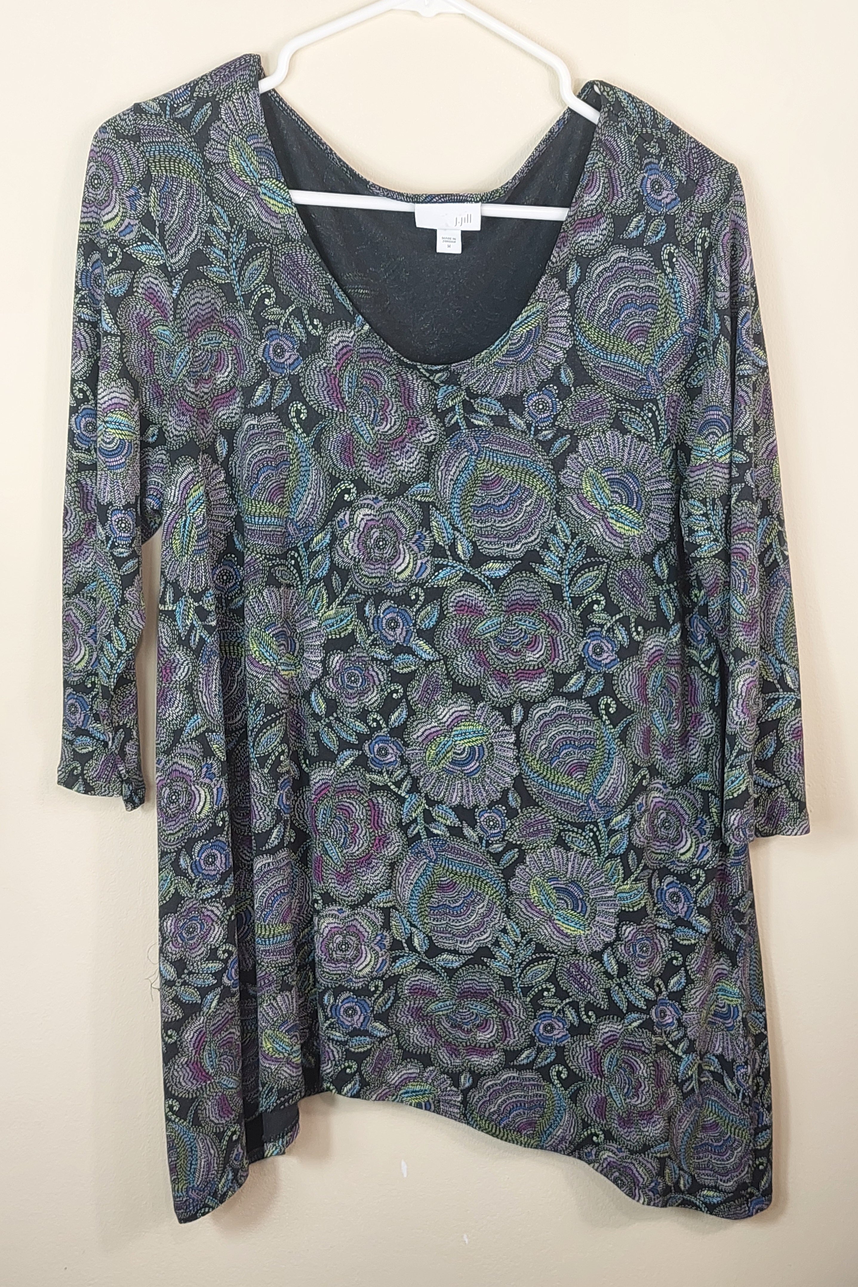2 37 J. Jill Top Pring Purple blue black Size Medium