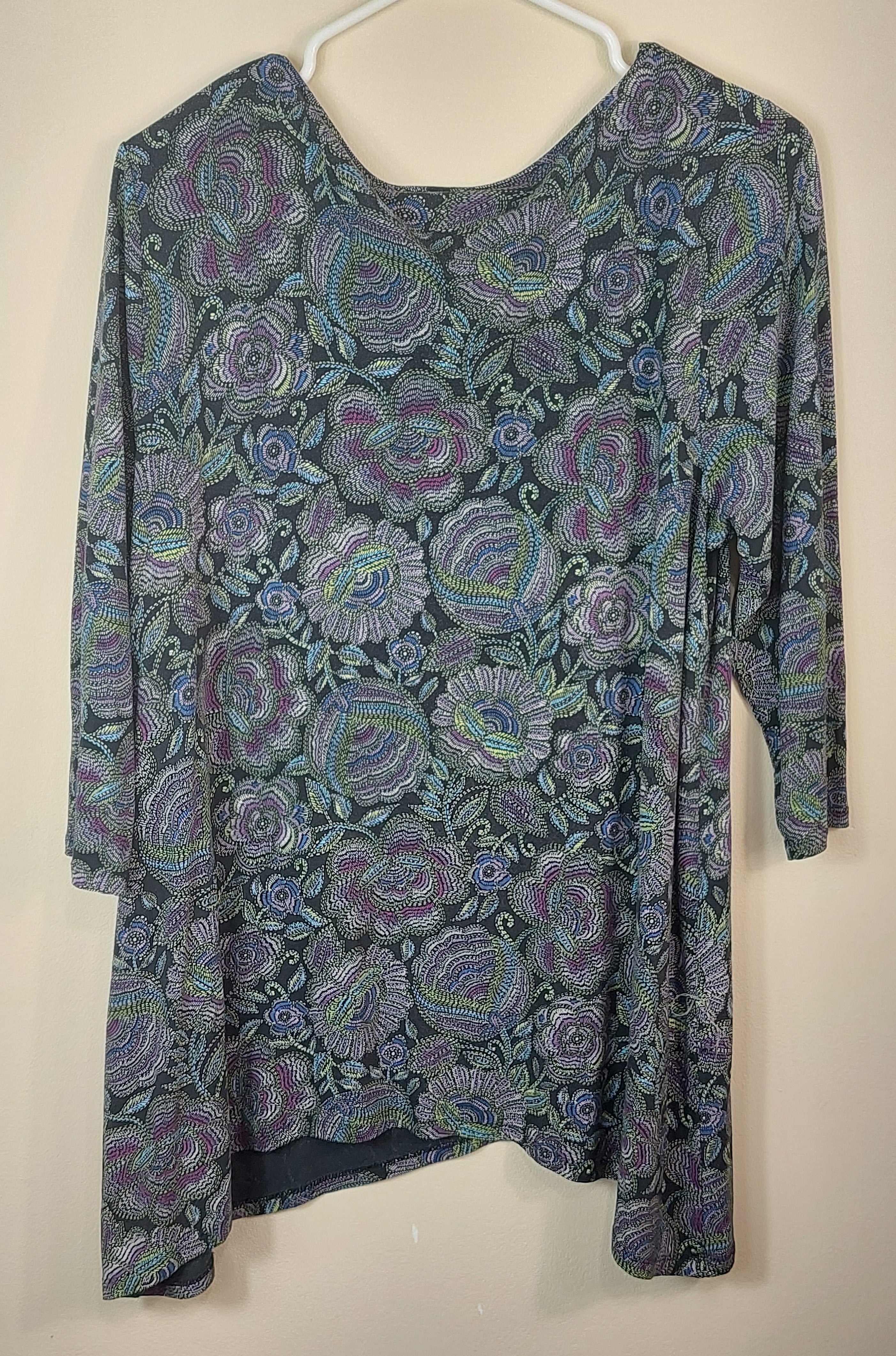 2 37 J. Jill Top Pring Purple blue black Size Medium