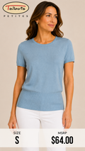 6 45 Talbots Petites Size S Light Blue Knit Sweater Top