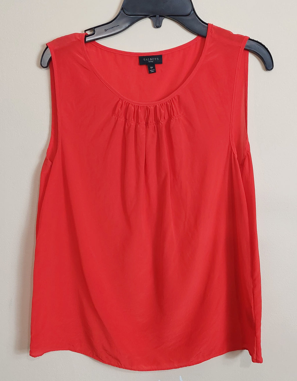 3 05 Talbots Size 6P Womens Tank Coral Pink Sleeveless Gathered Neckline