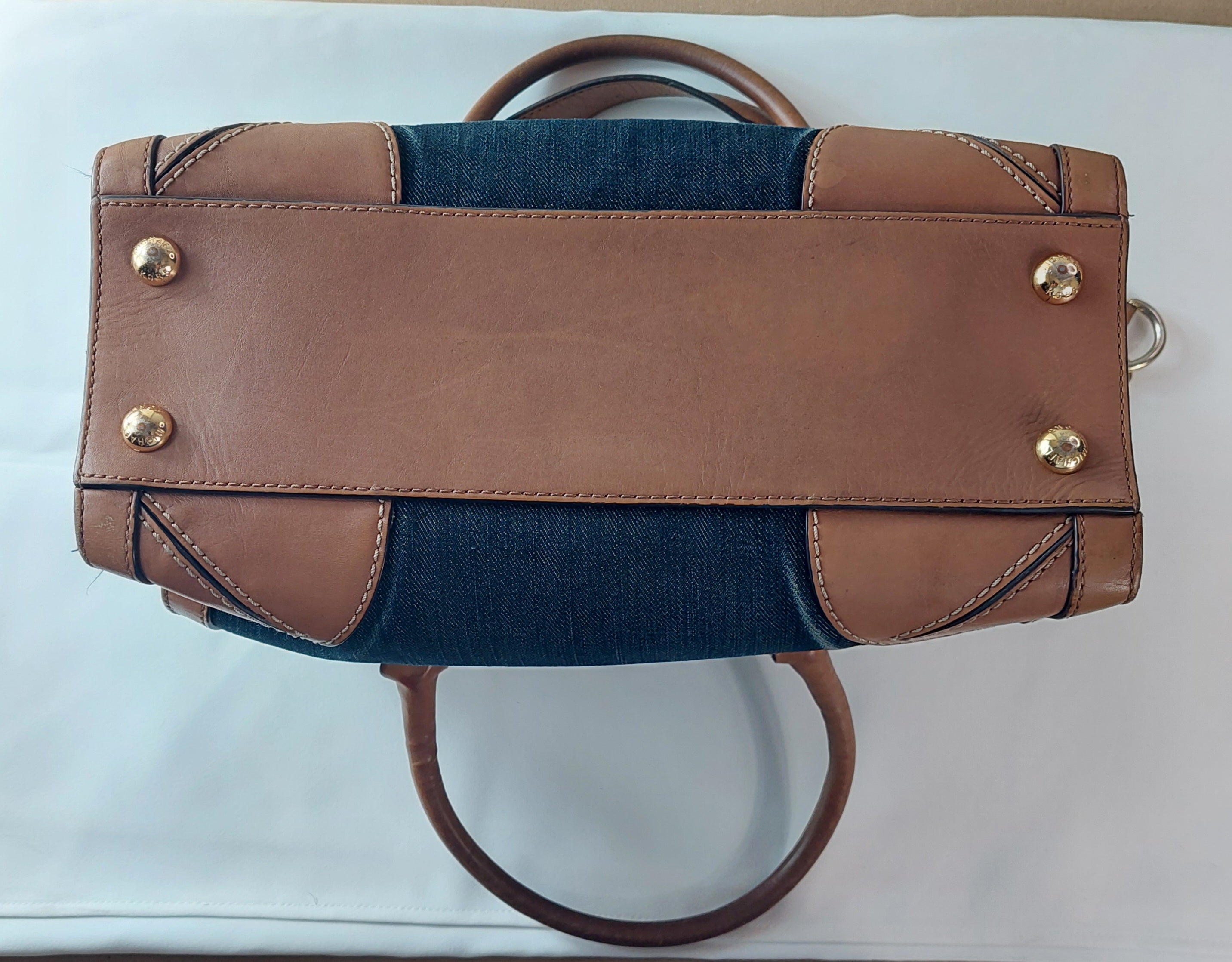 2 33 Michael Kors Hamilton Denim Satchel Leather and Denim