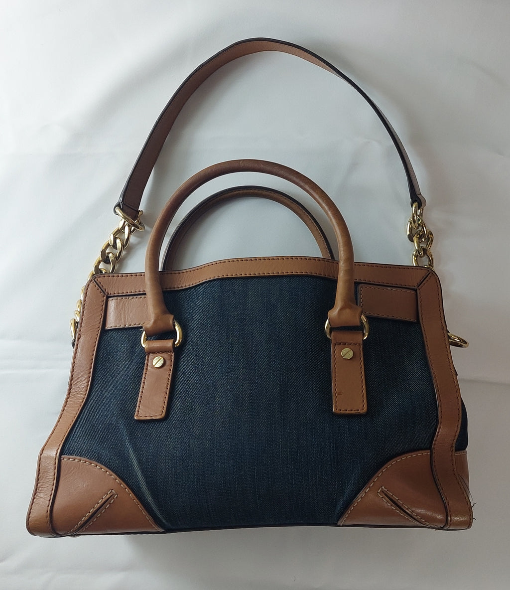 2 33 Michael Kors Hamilton Denim Satchel Leather and Denim