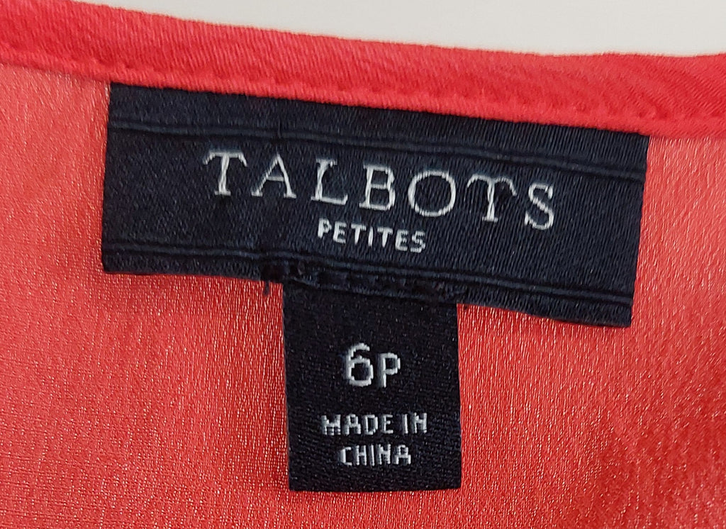 3 05 Talbots Size 6P Womens Tank Coral Pink Sleeveless Gathered Neckline