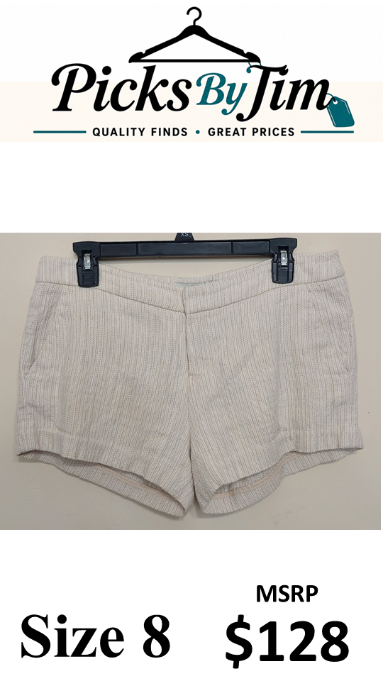 7 46 Joie Size 8 Cream Textured Tweed Dress Shorts