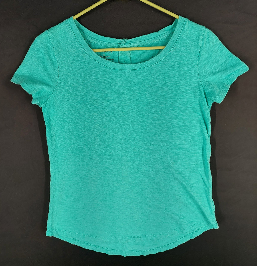 9-46 Talbots XS Women’s Teal Short Sleeve Slub Knit Cotton Modal Top