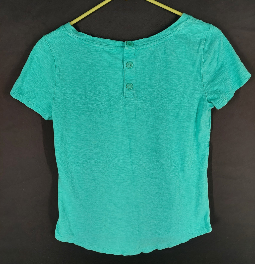 9-46 Talbots XS Women’s Teal Short Sleeve Slub Knit Cotton Modal Top