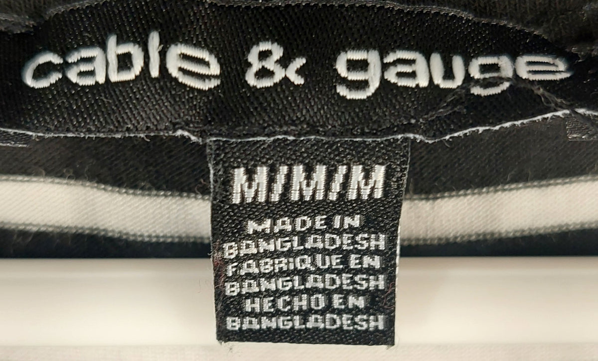 8 46 Cable & Gauge M Black White Striped V-Neck Short Sleeve Pocket Top