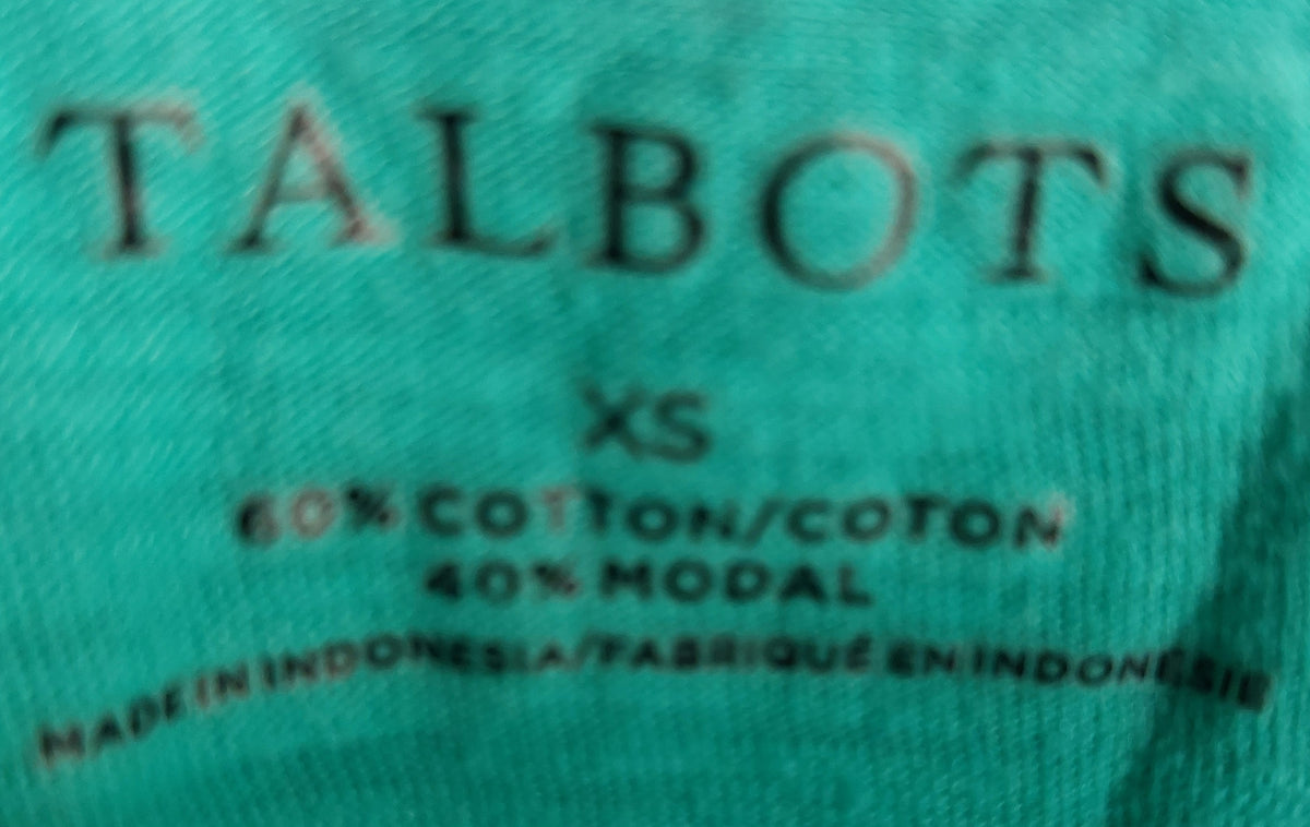 9-46 Talbots XS Women’s Teal Short Sleeve Slub Knit Cotton Modal Top