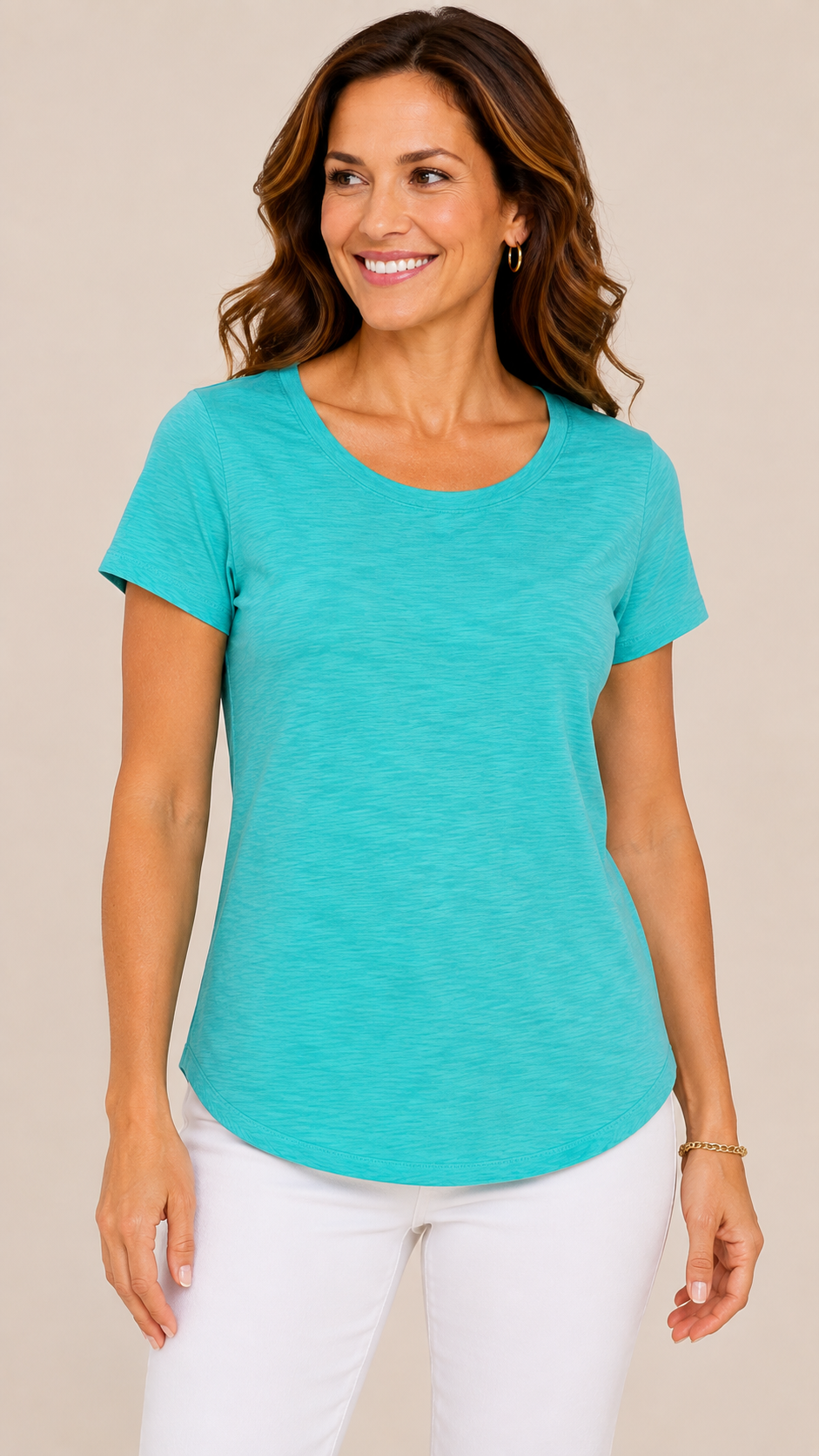 9-46 Talbots XS Women’s Teal Short Sleeve Slub Knit Cotton Modal Top