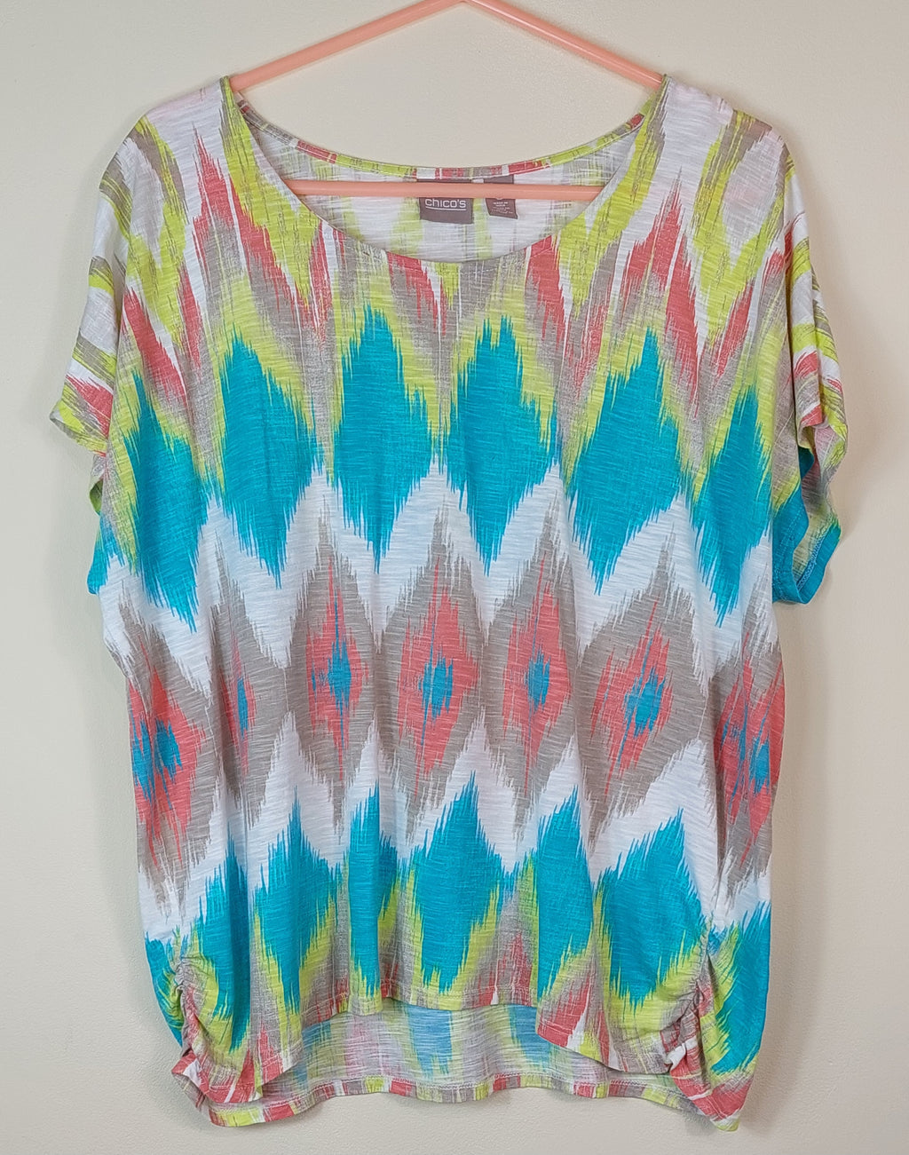 1 53 Chicos Ikat Print Design Mixed Color Top Size 3