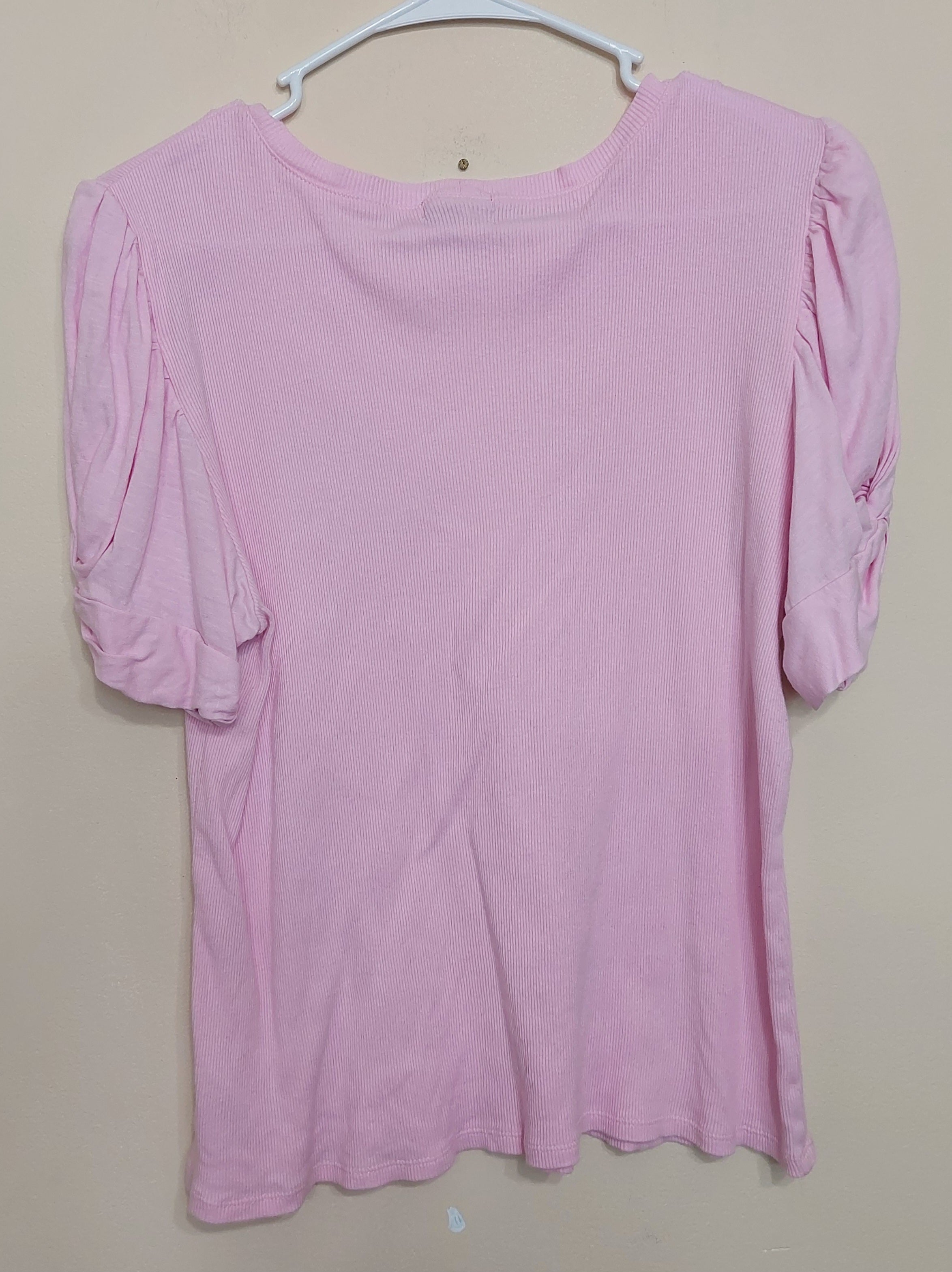 6 47 Vince Camuto XL Pink Ribbed Puff Sleeve Knit Top