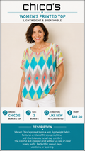 1 53 Chicos Ikat Print Design Mixed Color Top Size 3