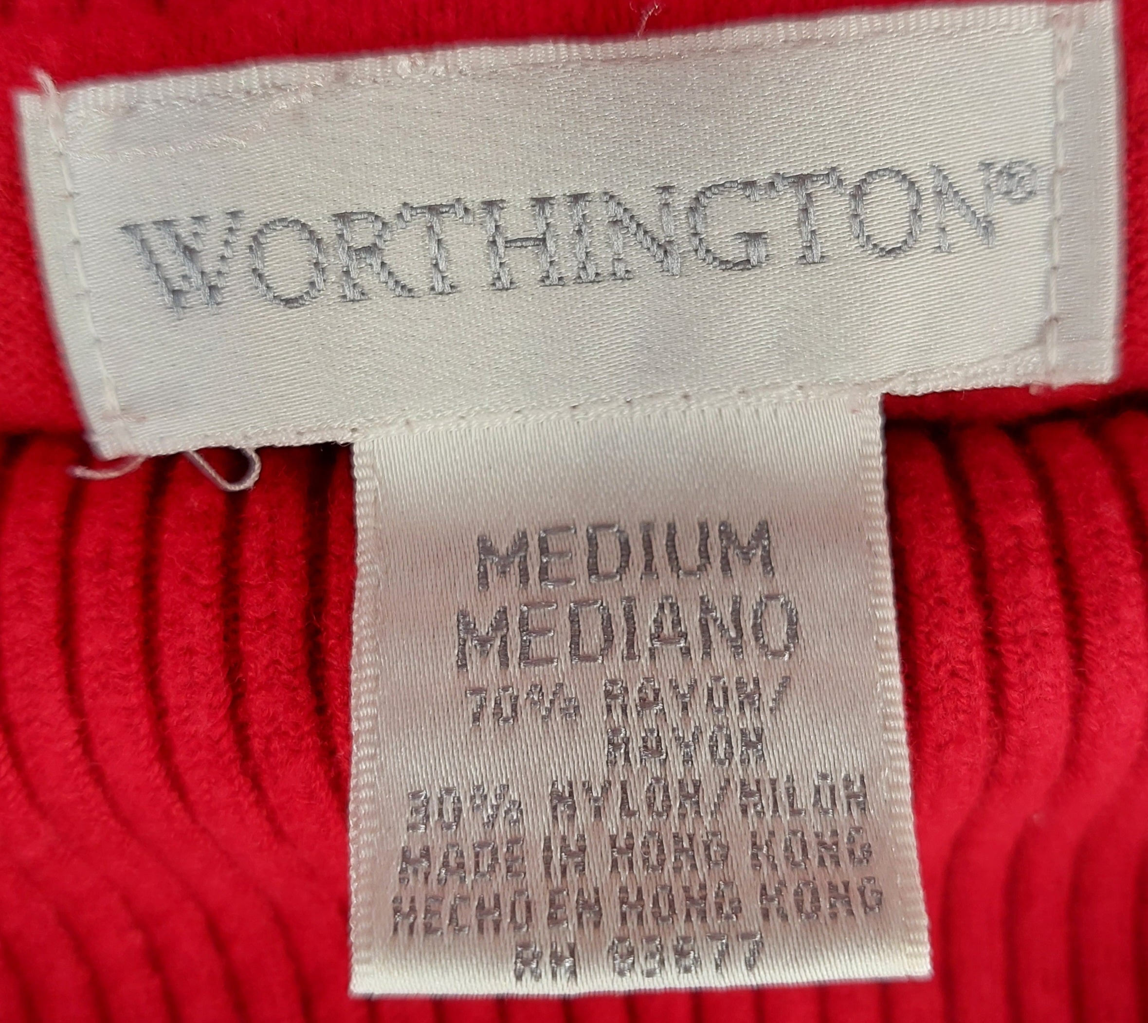 9-47 Worthington Medium Red Cowl Neck Long Sleeve Sweater Rayon Blend