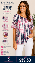 4 09 Easywear By Chicos Size 0 Pink Navy Abstract Dot Stripe Print Top Lightweight Stretch