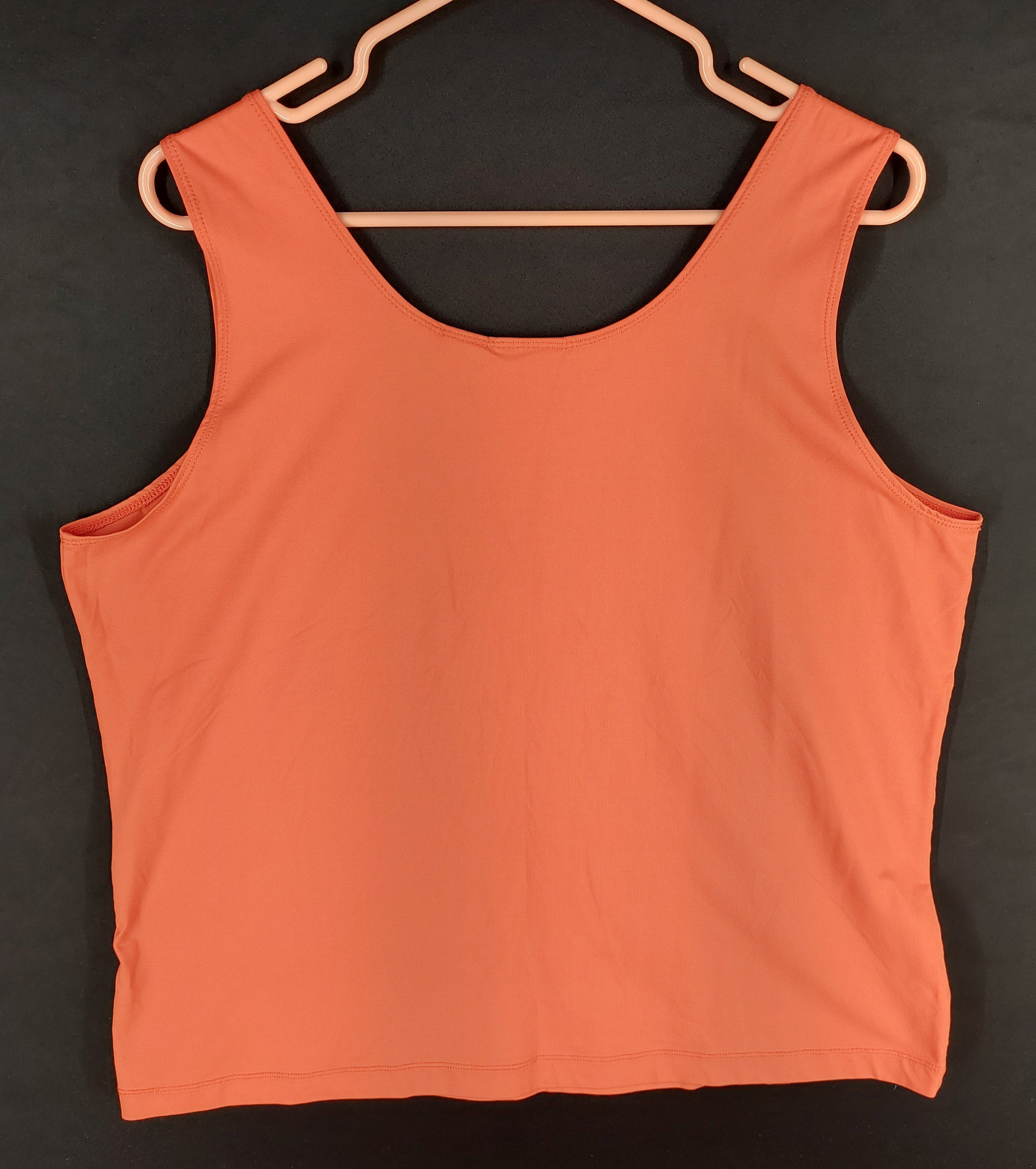 9-48 Chico’s Size 3 (XL US) Coral Orange Sleeveless Scoop Neck Stretch Tank Top