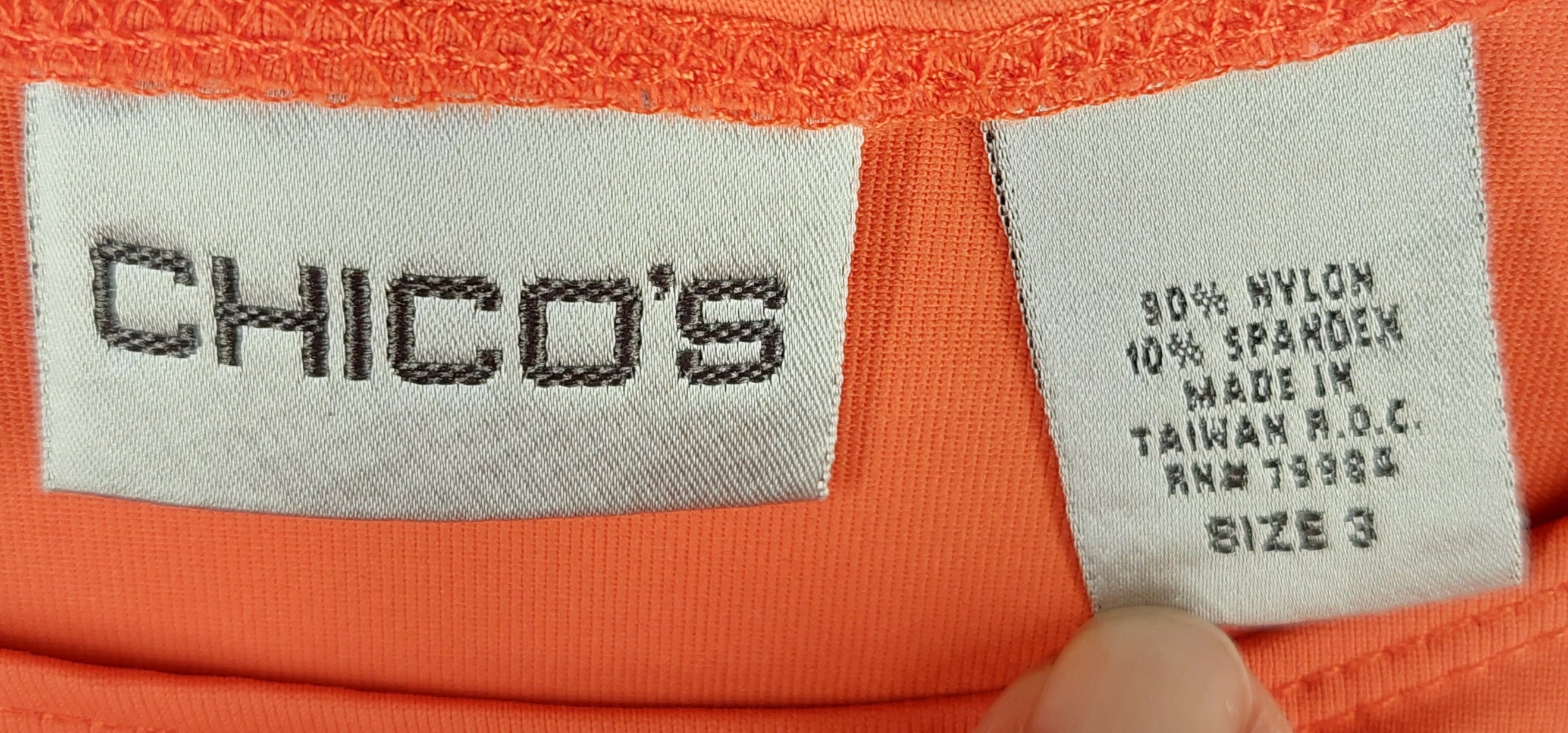 9-48 Chico’s Size 3 (XL US) Coral Orange Sleeveless Scoop Neck Stretch Tank Top