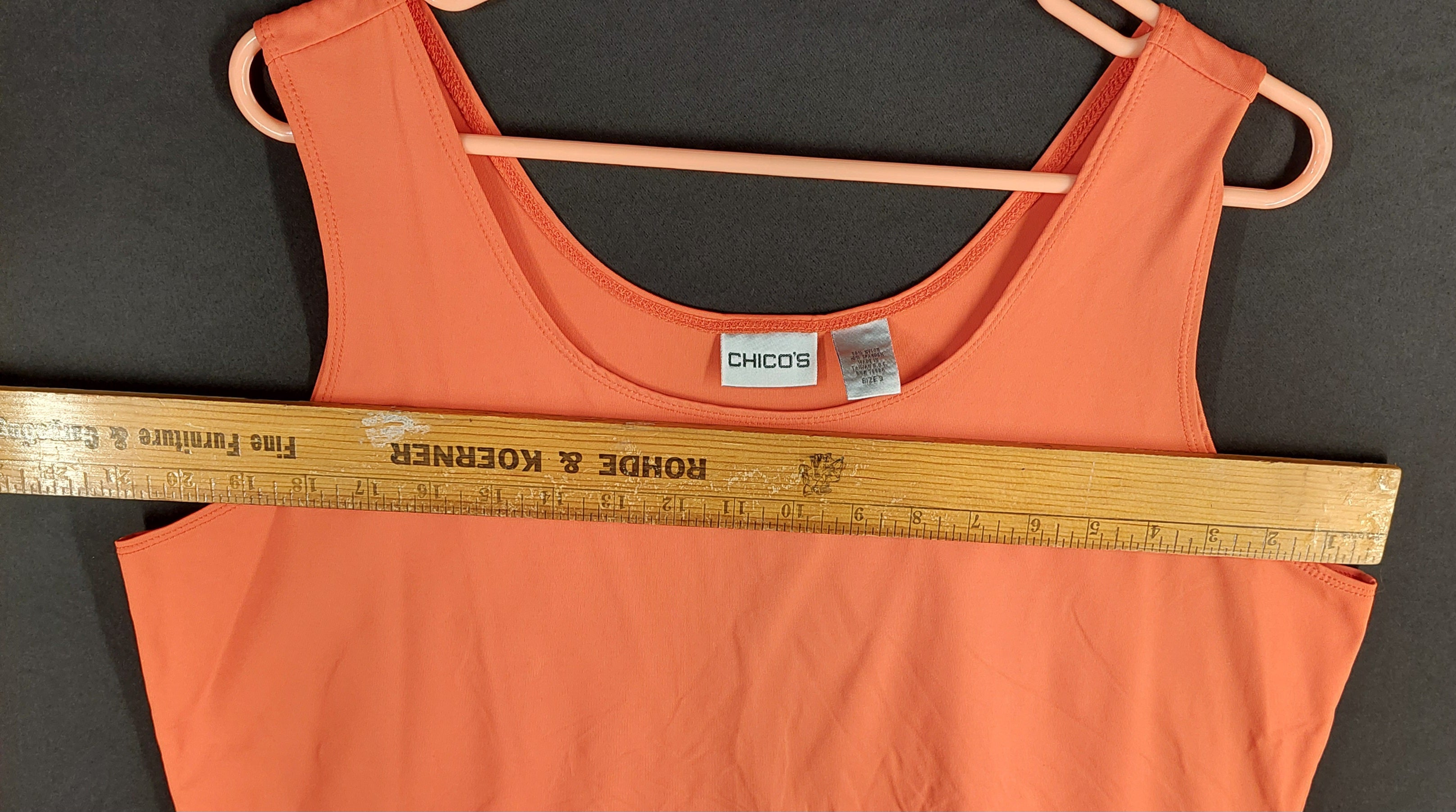 9-48 Chico’s Size 3 (XL US) Coral Orange Sleeveless Scoop Neck Stretch Tank Top