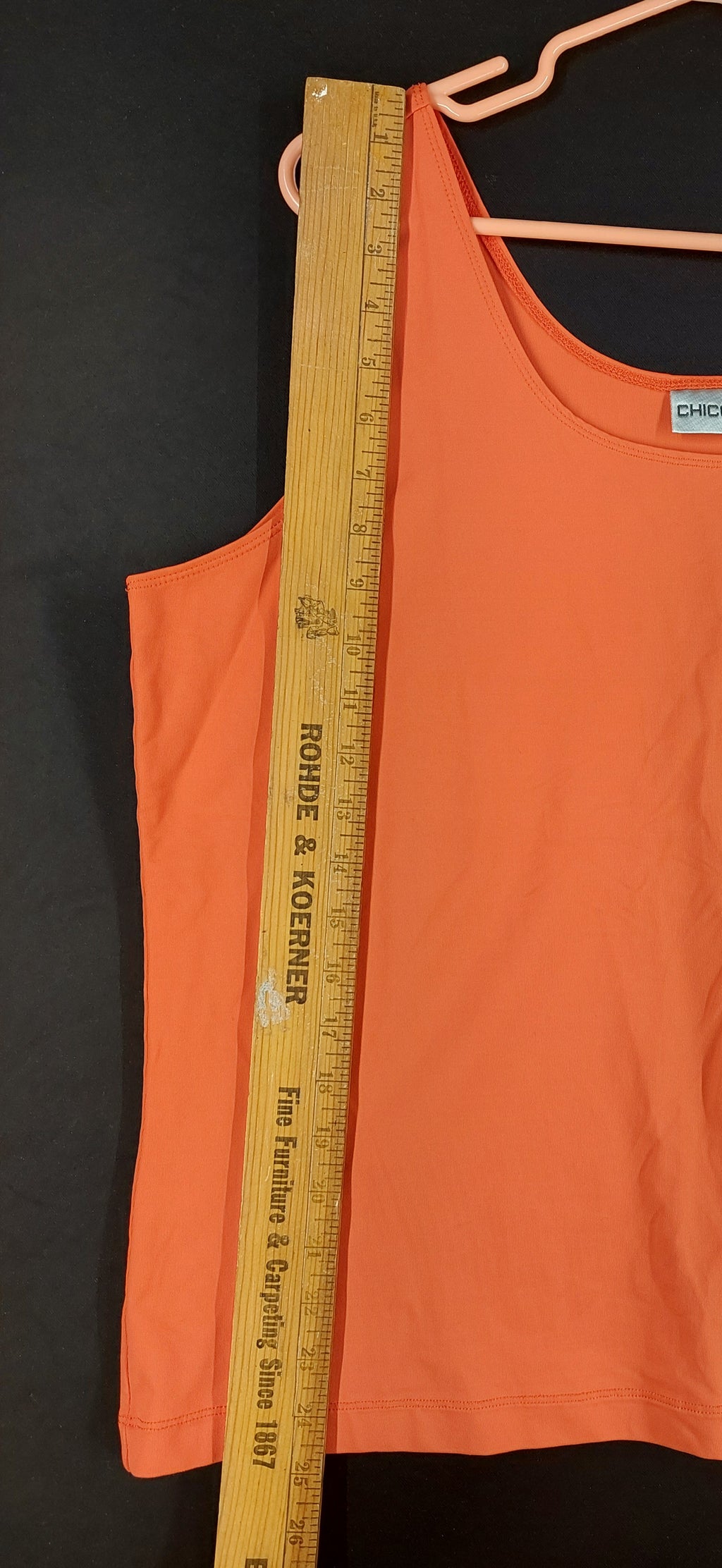 9-48 Chico’s Size 3 (XL US) Coral Orange Sleeveless Scoop Neck Stretch Tank Top
