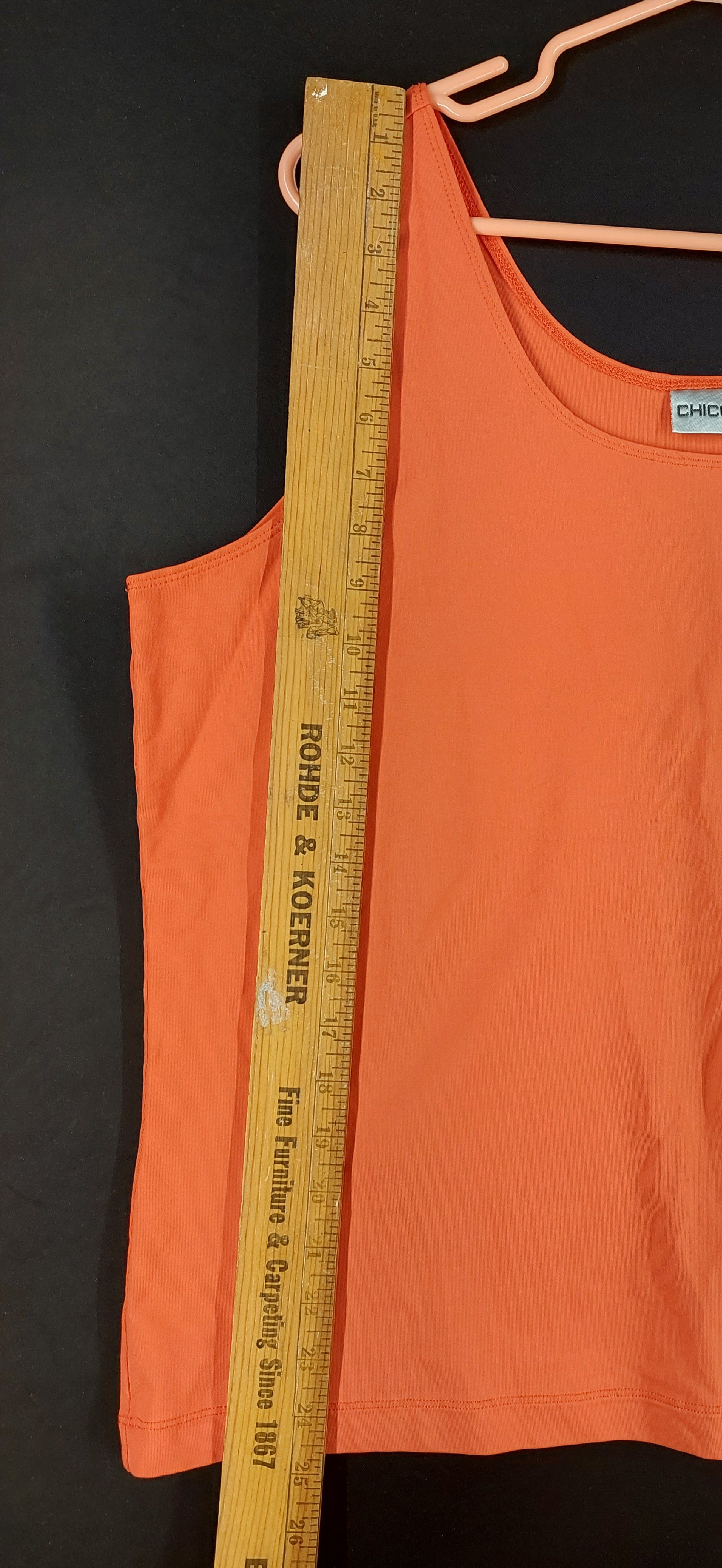 9-48 Chico’s Size 3 (XL US) Coral Orange Sleeveless Scoop Neck Stretch Tank Top