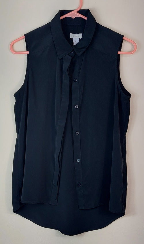 1 55 Chicos Button Up Sleeveless Top Black Size 0